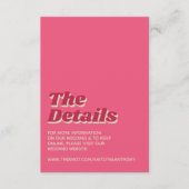 Retro Groovy Viva Magenta Hochzeitsdetails Begleitkarte (Vorderseite)