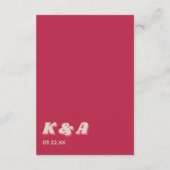 Retro Groovy Viva Magenta Hochzeitsdetails Begleitkarte (Rückseite)