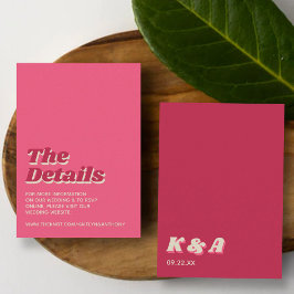 Retro Groovy Viva Magenta Hochzeitsdetails Begleitkarte