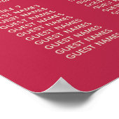 Retro Groovy Viva Magenta Hochzeitssitze in den 70 Poster (Ecke)