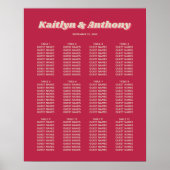 Retro Groovy Viva Magenta Hochzeitssitze in den 70 Poster (Vorne)