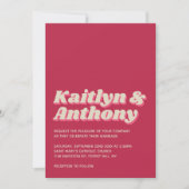 Retro Groovy Viva Magenta Wedding Einladung (Vorderseite)