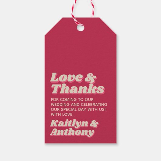 Retro Groovy Viva Magenta Wedding Geschenkanhänger (Vorderseite)