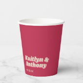 Retro Groovy Viva Magenta Wedding Pappbecher (Vorderseite)