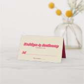 Retro Groovy Viva Magenta Wedding Platzkarte (Vorderseite)