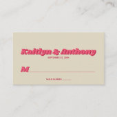 Retro Groovy Viva Magenta Wedding Platzkarte (Vorderseite)