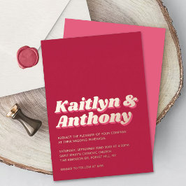 Retro Groovy Viva Magenta Wedding Probe Folieneinladung