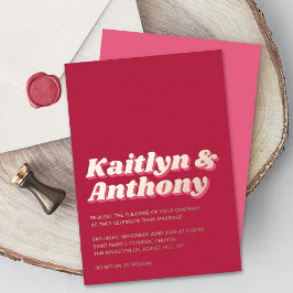 Retro Groovy Viva Magenta Wedding Real Folieneinladung