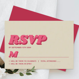 Retro Groovy Viva Magenta Wedding RSVP Karte