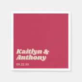 Retro Groovy Viva Magenta Wedding Serviette (Vorderseite)