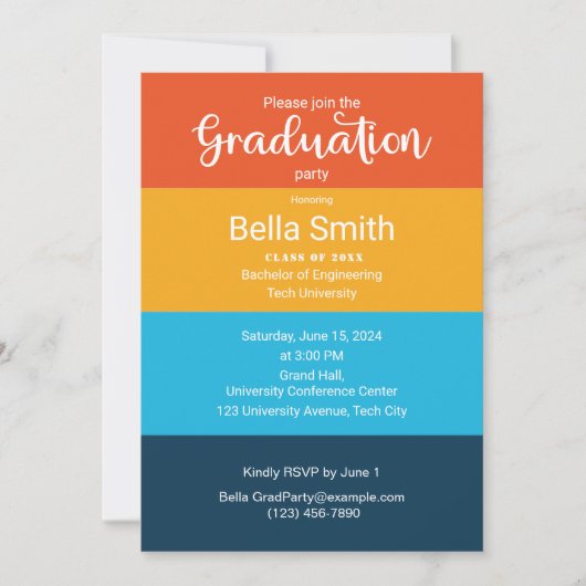 Retro Groovy Vortex Wavy Abschluss Einladung (Vorderseite)