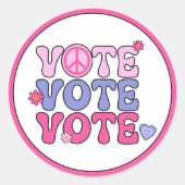 Retro Groovy Vote Runder Aufkleber (Vorderseite)