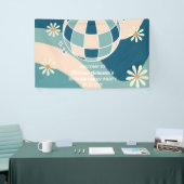 Retro Groovy Wave Disco Ball Daisy Green Geburtsta Banner (Messeveranstaltung)