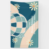 Retro Groovy Wave Disco Ball Daisy Green Geburtsta Banner (Vertikal)