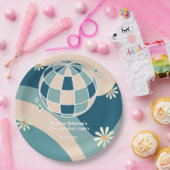 Retro Groovy Wave Disco Ball Daisy Green Geburtsta Pappteller (Party)