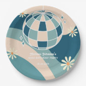 Retro Groovy Wave Disco Ball Daisy Green Geburtsta Pappteller (Vorderseite)