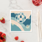 Retro Groovy Wave Disco Ball Daisy Green Geburtsta Serviette (Beispiel)