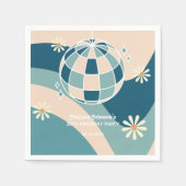Retro Groovy Wave Disco Ball Daisy Green Geburtsta Serviette (Vorderseite)