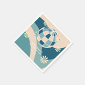 Retro Groovy Wave Disco Ball Daisy Green Geburtsta Serviette (Ecke)