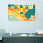 Retro Groovy Wave Disco Ball Daisy Orange Geburtst Banner (Messeveranstaltung)