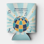 Retro Groovy Wave Disco Ball Musical Blue Geburtst Dosenkühler (Vorderseite)