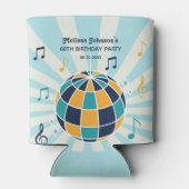 Retro Groovy Wave Disco Ball Musical Blue Geburtst Dosenkühler (Rückseite)