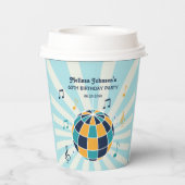 Retro Groovy Wave Disco Ball Musical Blue Geburtst Pappbecher (Rückseite)