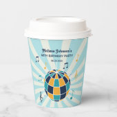 Retro Groovy Wave Disco Ball Musical Blue Geburtst Pappbecher (Vorderseite)