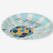 Retro Groovy Wave Disco Ball Musical Blue Geburtst Pappteller (Schrägansicht)