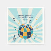 Retro Groovy Wave Disco Ball Musical Blue Geburtst Serviette (Vorderseite)