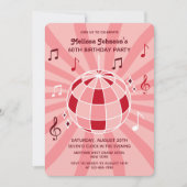 Retro Groovy Wave Disco Ball Musikalisches Rosa Ge Einladung (Vorderseite)