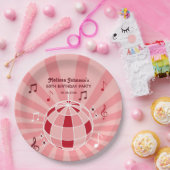Retro Groovy Wave Disco Ball Musikalisches Rosa Ge Pappteller (Party)