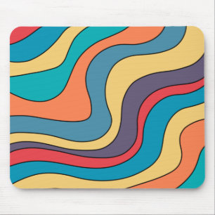 Retro Groovy Waves Colorado Art Hippie 70er Rainbo Mousepad