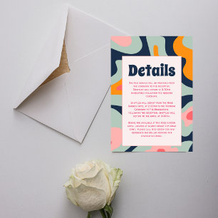 Retro Groovy Waves Colorful Wedding Begleitkarte