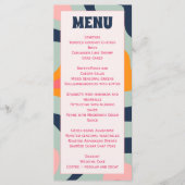 Retro Groovy Waves Colorful Wedding Menükarte (Vorderseite)