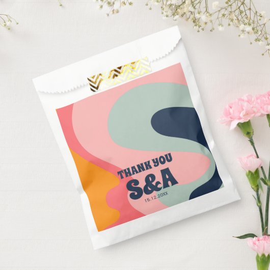 Retro Groovy Waves Pastel Pink Blue Chic Wedding Geschenktütchen (Versiegelt)