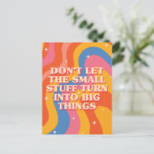 Retro Groovy Waves With Mindfulness Mantra Postkarte (Stehend Vorderseite)