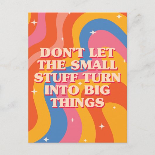 Retro Groovy Waves With Mindfulness Mantra Postkarte (Vorderseite)