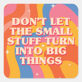 Retro Groovy Waves With Mindfulness Mantra Quadratischer Aufkleber