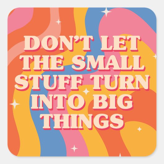 Retro Groovy Waves With Mindfulness Mantra Quadratischer Aufkleber (Vorderseite)