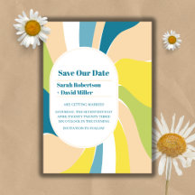 Retro Groovy Wavy Abstrakt Arch Save the Date