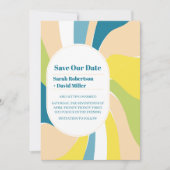 Retro Groovy Wavy Abstrakt Arch Save the Date Einladung (Vorderseite)