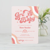 Retro Groovy Wavy Baby Girl Dusche Einladung (Stehend Vorderseite)