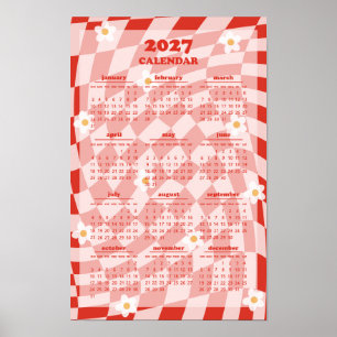 Retro Groovy Wavy Karomuster 2027 Kalender Poster