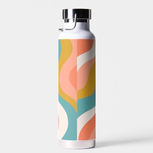 Retro Groovy Wavy Muster Personalisiert Name Trinkflasche (Rechts)