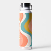 Retro Groovy Wavy Muster Personalisiert Name Trinkflasche (Rückseite)
