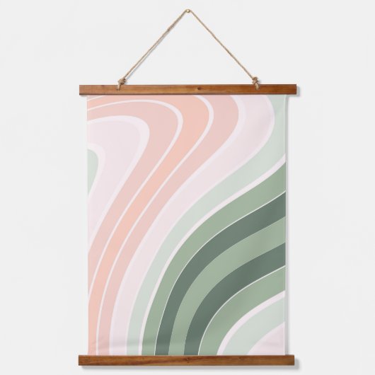 Retro Groovy Wavy Muster Wandteppich Mit Holzrahmen (Vorderseite)