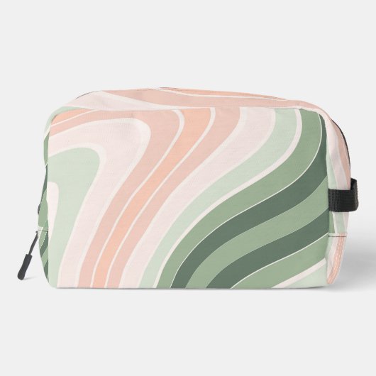 Retro Groovy Wavy Muster Waschbeutel (Rückseite)