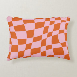 Retro Groovy Wavy Psychedelic Checkerboard Karo Y Dekokissen