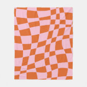 Retro Groovy Wavy Psychedelic Checkerboard Karo Y Fleecedecke (Vorderseite)